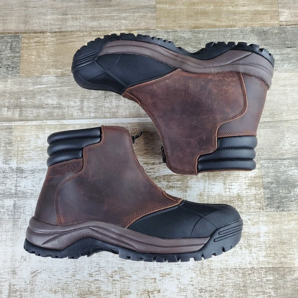 Propet Blizzard Mid Top Mens Waterproof Shoes Sz 11.5 Brown Leather Rubber